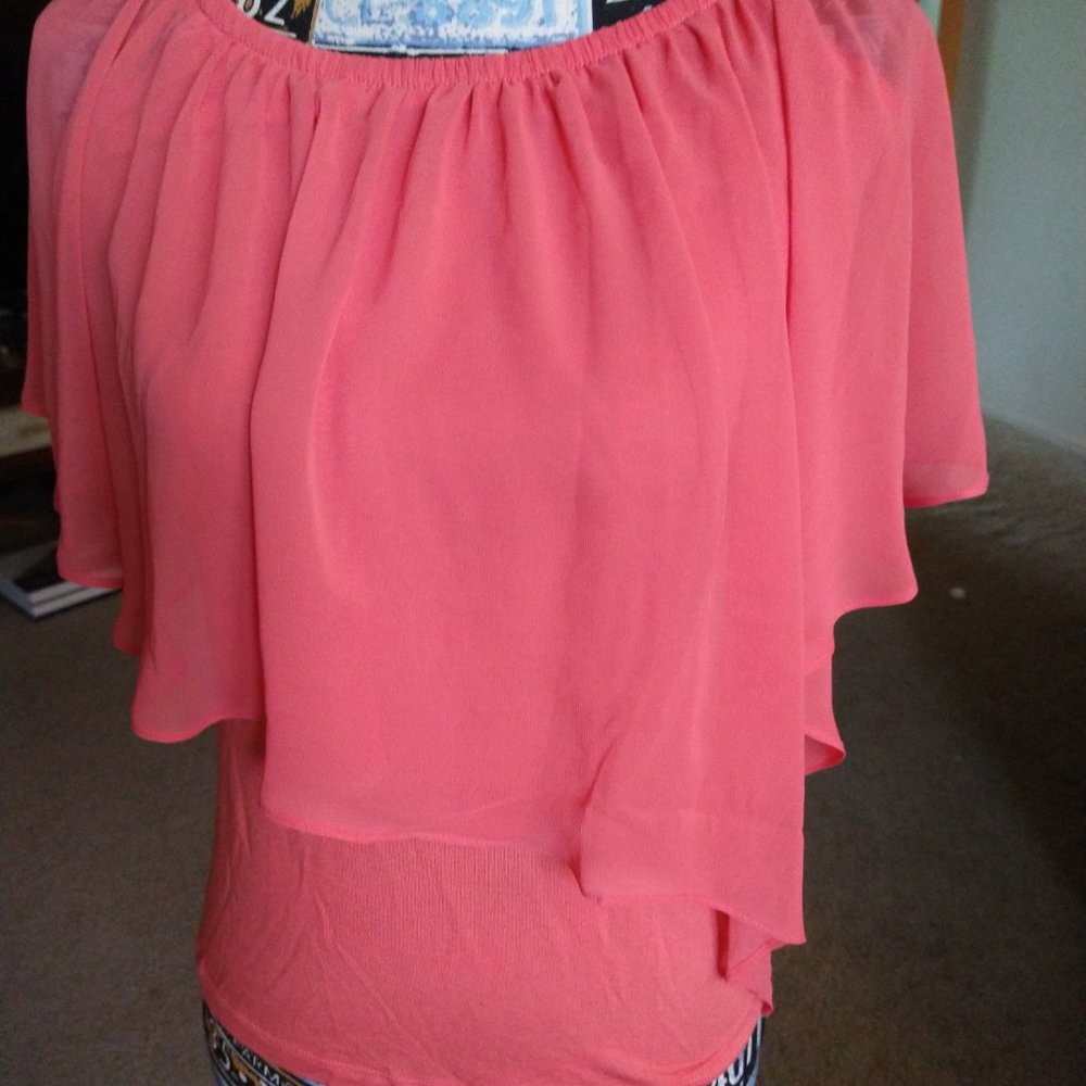 BNWT - THALIA SODI - CORE FASHION - FLOWY SHIRT - CORAL - SIZE XS - Picture 2 of 7